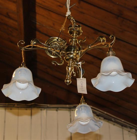 3 branch Art Nouveau electrolier
